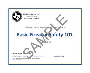 1791 Firearms - Basic Firearm Safety 101 Class - Certificate of Completion